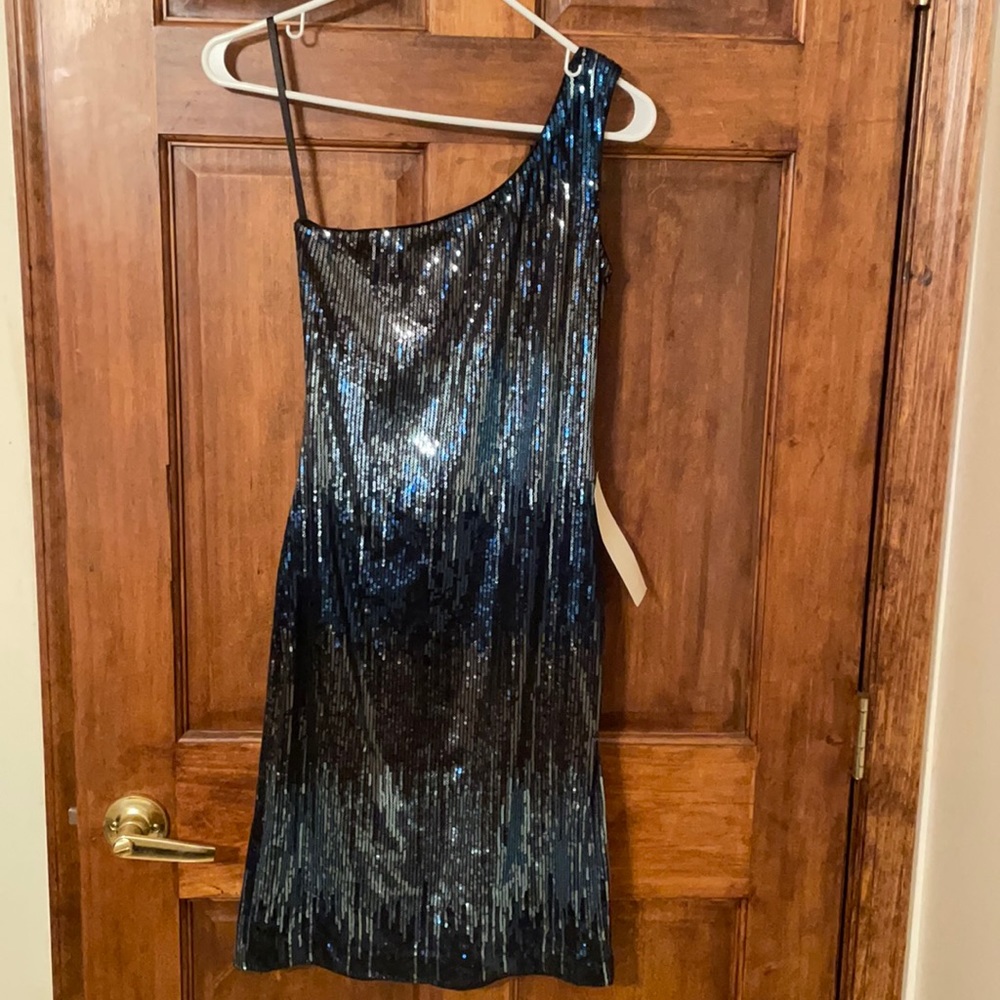 Size S- Blue Sequent, party dress with tags.